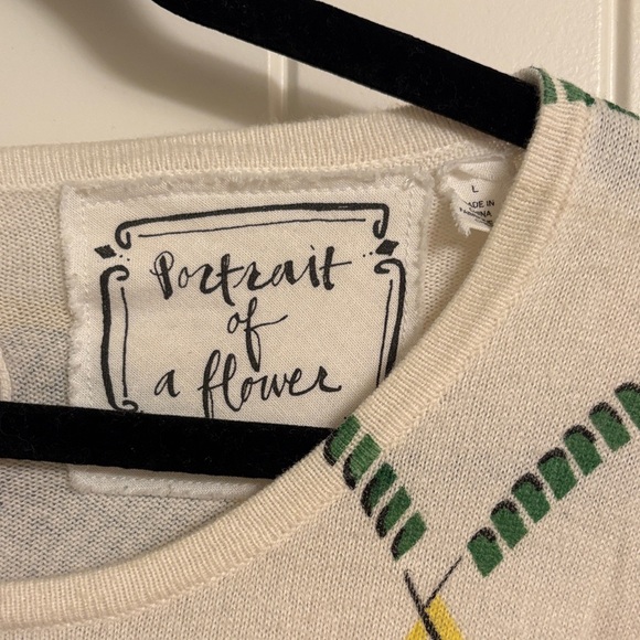 Anthropologie Cream Top with Racket Pattern - Picture 2 of 4